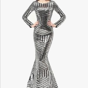 Silver and Black sequin gown 24 plus 💕💚